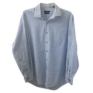 Kenneth Cole Size 16 Blue Checked Shirt